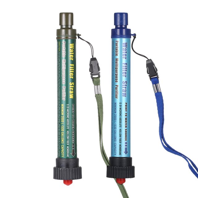 2 Pack Water Filter Straw Outdoor Water Purifying Device Portable Personal Water Purifier Filtration System for Drinking Camping Hiking Hunting and Emergency Preparedness