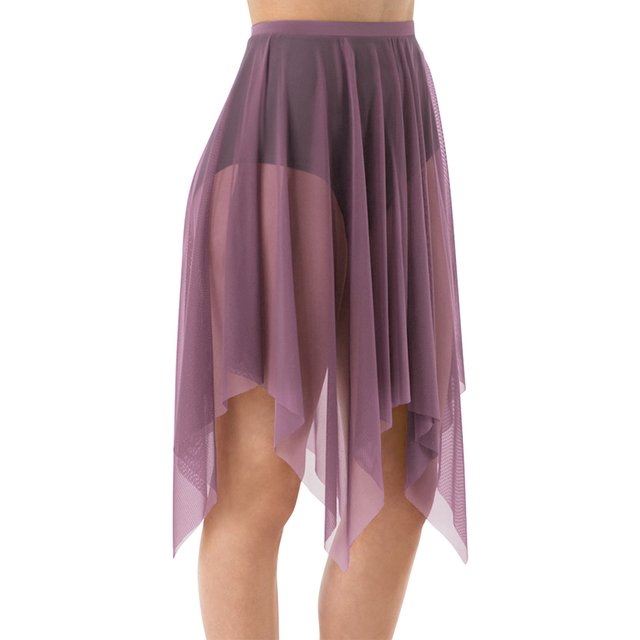 CHUANK Handkerchief Hem Mesh Wraps Ballet Classwear Dance Skirt Competition Performance Clothes with Elastic Waistband