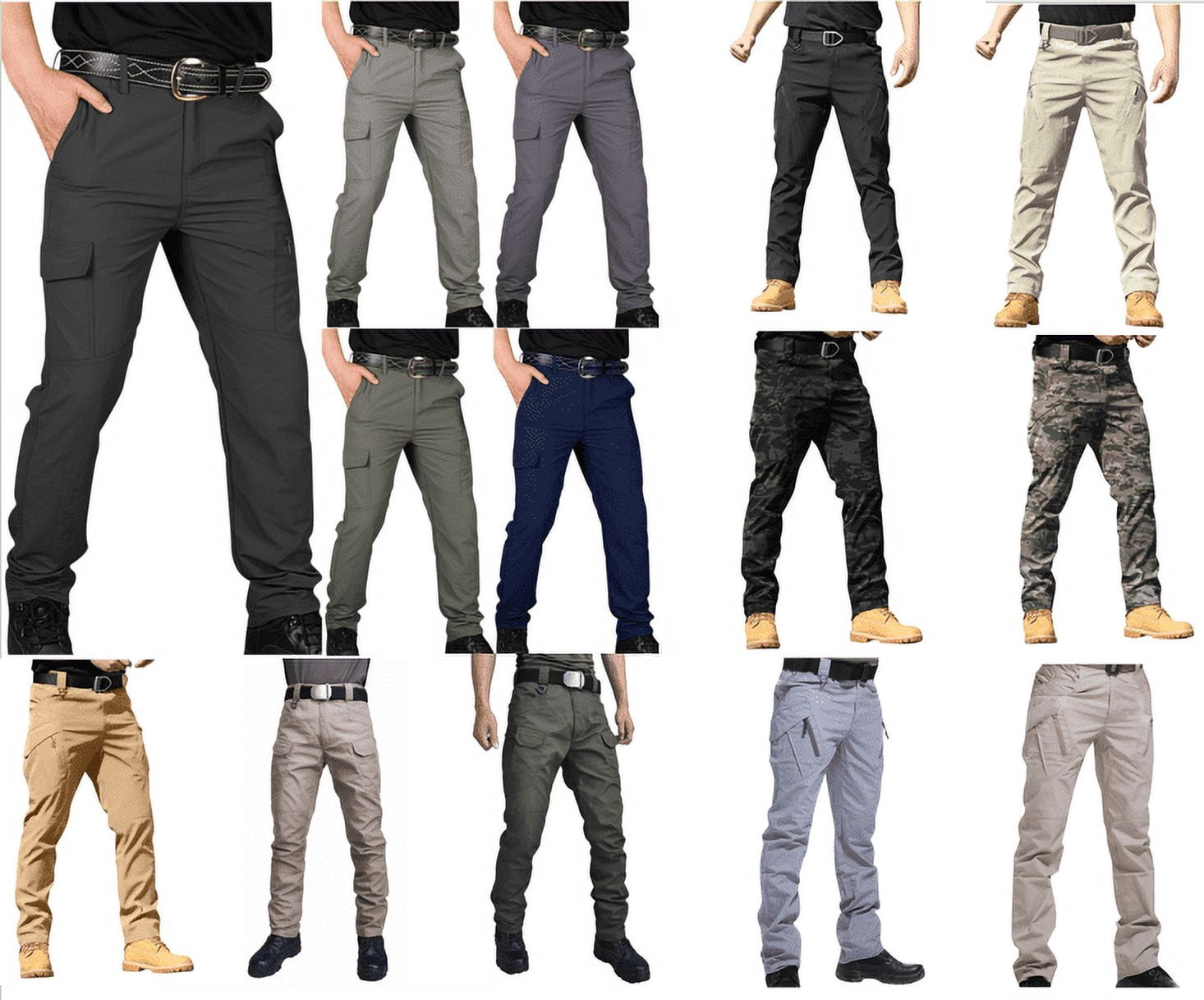 cllios Men's Cargo Pants Military Trail Ripstop Work Trousers Outdoor Work Pants Lightweight Hiking Pants Casual Solid Cargo Pants with Multi Pockets Green XL
