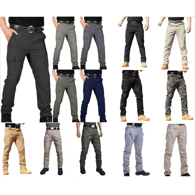 cllios Men's Cargo Pants Military Trail Ripstop Work Trousers Outdoor Work Pants Lightweight Hiking Pants Casual Solid Cargo Pants with Multi Pockets Green XL