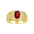 thumbnail image 1 of RYLOS Men's Rings Yellow Gold Plated Silver Designer Nugget Ring Oval 9X7MM Gemstone &  Diamonds  Garnet Birthstone Rings For Man Size 11, 1 of 7