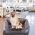thumbnail image 4 of Pet House Square Movable Pet Bed Neck Support Eco-Friendly Warm Pet Sleeping Mat, Grey, L, 4 of 7
