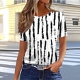 thumbnail image 2 of Pisexur Hauts pour Femmes, Hauts de Printemps pour Femmes 2025, Hauts pour Dames, T-shirt Imprimé Décontracté et Tendance pour Femmes avec Col Rond et Manches Courtes Blanc, P, 2 of 5