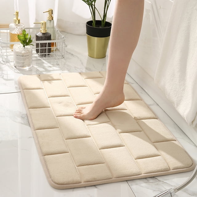 Dvkptbk Thick Striped Memory Foam Bath Rugs, Soft Absorbent Velvet Bathroom Mats, Non-Slip Bottom , Machine Washable Bathmat, Carpet Rug Room Decoratio for Washing Bathroom Rug Blanket