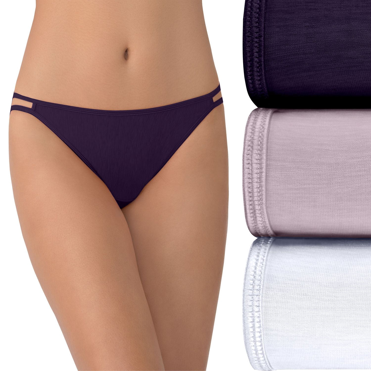 Vanity Fair Womens Illumination String Bikini Panty 3 Pack, 6