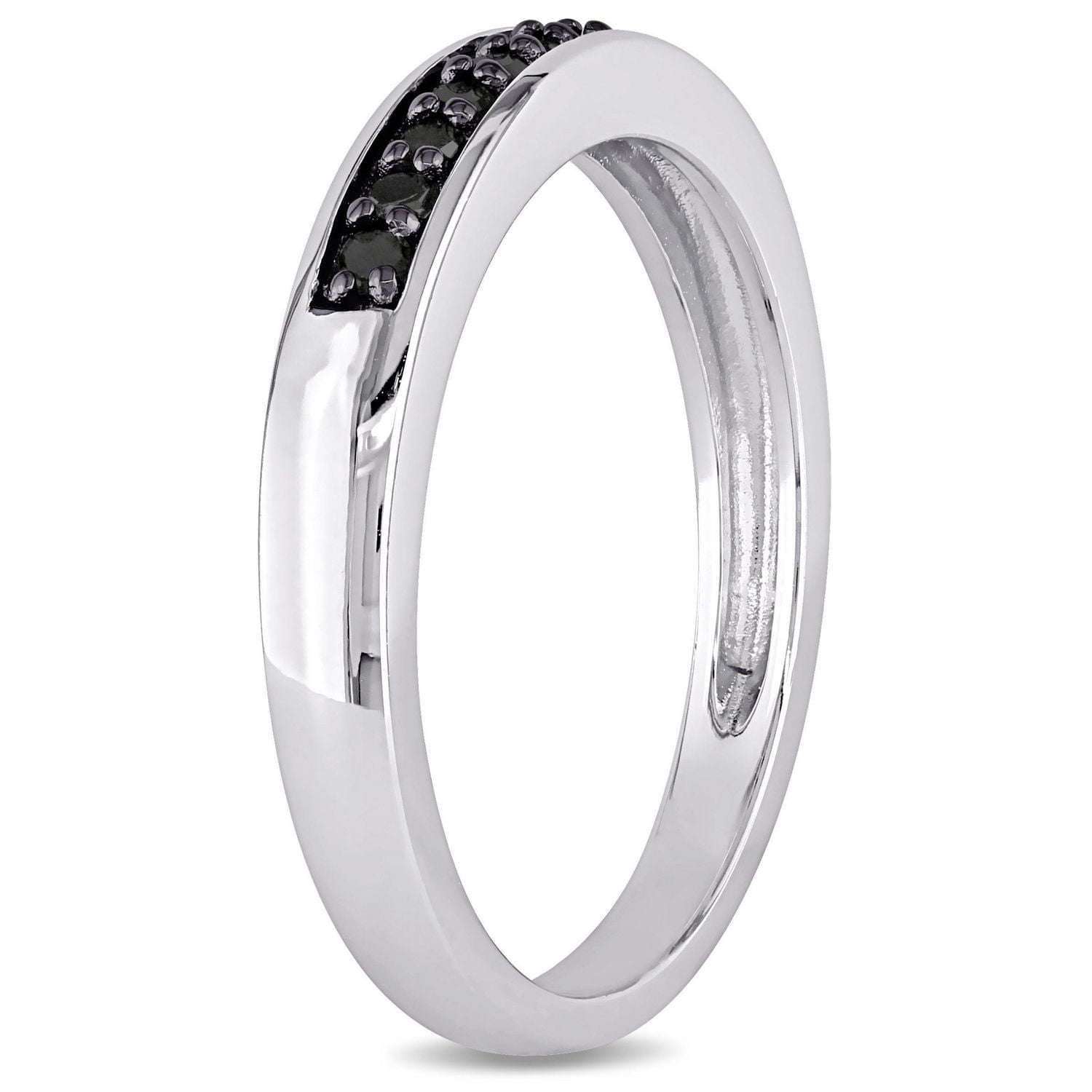 Bague d'anniversaire avec diamants noirs 1/10 CT poids total en argent sterling