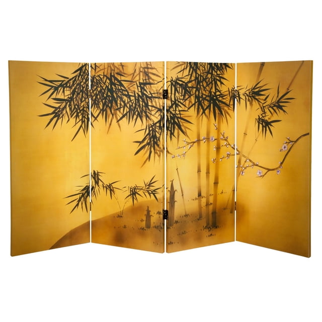 Oriental Furniture 3 ft. Tall Double Sided Bamboo Tree Canvas Room Divider
