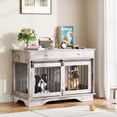 thumbnail image 1 of BeesClover 47" Dog Furniture Crate, Large Furniture Style Dog Crate w/ 2 Storage Draws & Removable Divider & Triple Door Design for Large/Medium/Small Dogs，Grey, 1 of 9