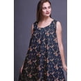 thumbnail image 4 of Bimba Bleu Marine Foncé Feuilles Florales et Fleurs Imprimées Chemises de Nuit en Coton pour Femmes Robe Sans Manches Tenue de Nuit Robe Maxi X-Small, 4 of 6