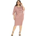 thumbnail image 2 of Hanna Nikole Robe en Chiffon à Manches Courtes pour Femmes Grande Taille avec Volants et Strass, 2 of 7