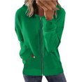 thumbnail image 2 of PEZHADA Économies d'Automne Chandail à Capuchon à Fermeture à Glissière Décontracté pour Femme, Veste Ouverte à l'Avant, Coupe Ample, Manteau à Manches Longues avec Cordon, Chandail à Capuchon avec Poche, Vert, 2 of 5