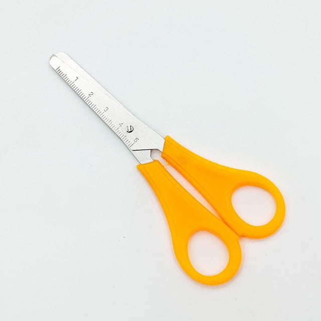 C Kids Ruler Scissors Safety Blades With Measurement Marks Crafting School Supplies Office Tool Pvc Protective Case 0.06Lb
