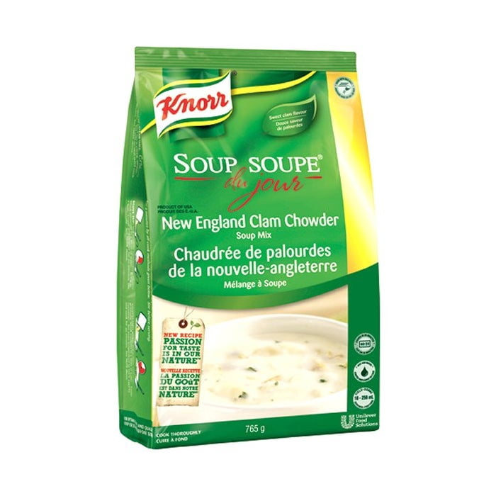 Knorr Professional Soup Du Jour New England Clam Chowder Soup Mix, 27 oz – Classic Creamy Seafood Chowder Soup Mix with Potatoes & Clams