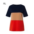 thumbnail image 2 of T-shirt pour Femme à Blocs de Couleur, Manches Courtes, Col Rond, T-shirt à Blocs, Blouse Courte pour Fille, Orange Coloré, TG, 2 of 7