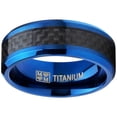 thumbnail image 3 of Men's Titanium Wedding Band, Engagement Ring, Blue Ion Plating and Black Cardon Fiber Inlay 8, 3 of 3