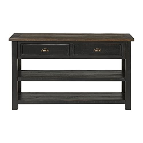 Martin Svensson Home Table Console de Sofa en Bois Massif, Noir avec Dessus Brun