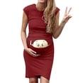 thumbnail image 2 of HWRETIE Robe de Maternité Imprimée pour Femmes Robe Courte Décontractée Accessoire Photo de Grossesse Tenue pour Futures Mamans, 2 of 6