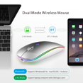 thumbnail image 2 of Wireless Bluetooth Mouse Rechargeable Silent Mouse Dual Mode (Bluetooth 5.1 + 2.4G) with Nano Receiver, 2 of 6