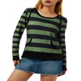 thumbnail image 1 of Women Patchwork Hoodie  Stripe Pattern Long Sleeve Hooded Pullover, 1 of 8