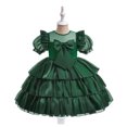 thumbnail image 2 of Penkiiy Toddler Girls Net Yarn Mesh Bow Ruffles Birthday Party Gown Long Dresses 8-9 Years Green, 2 of 9