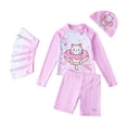 thumbnail image 1 of Sunnyoo Toddler Girls Long Sleeve Rashguard Shorts Skirt with Hat UPF50+ Bathing Suit, 1 of 7