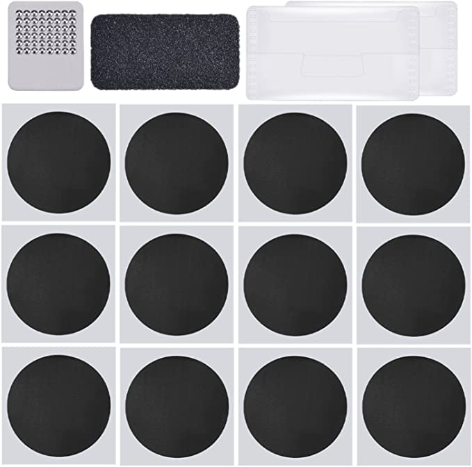 Cribun Kit Autocollant Patchs Sans Colle Séchage Rapide, Vélo Pas Besoin de Colle Patch Tube Adhésif Patch Pneu Intérieur Outils de Réparation de Vélo (12 Pcs)