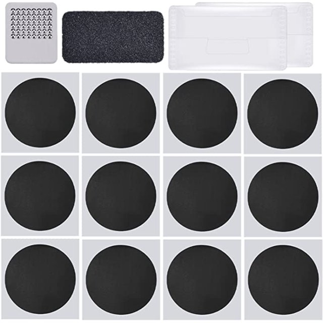 Cribun Kit Autocollant Patchs Sans Colle Séchage Rapide, Vélo Pas Besoin de Colle Patch Tube Adhésif Patch Pneu Intérieur Outils de Réparation de Vélo (12 Pcs)