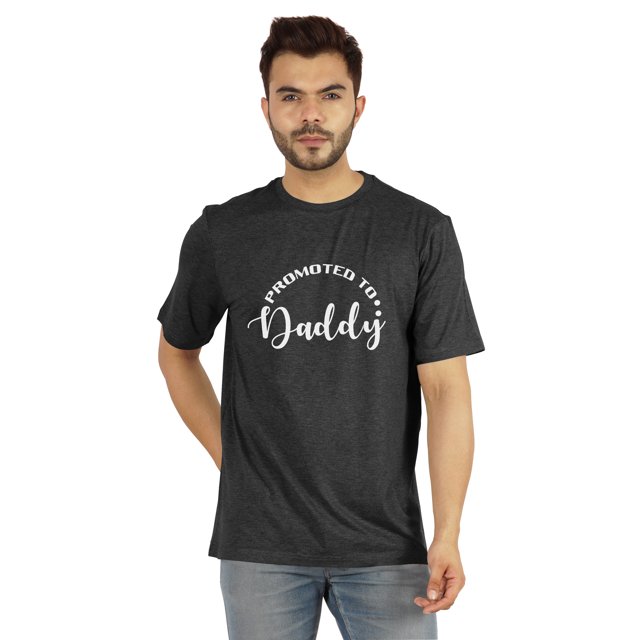Inkmeso T-Shirt à Col Rond pour Hommes avec Imprimé Graphique Promoted To Daddy€ pour Papa pour la Première Fois