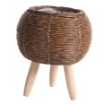 thumbnail image 1 of DOLITY Plant Basket with Legs Rattan Basket Decorative Simple Basket Planter Flower Pot Ball Dark Brown, 1 of 9