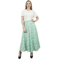 thumbnail image 4 of Phagun Jupe Portefeuille Longue Réversible en Coton Vert Menthe à Imprimé Floral, Couvre-Maillot, 4 of 6