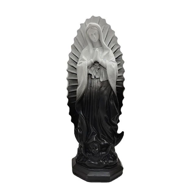 Resin Mary Statue Blessed Mother Sculpture Collection Handmade Religious for Wedding Home Desktop Patio , black