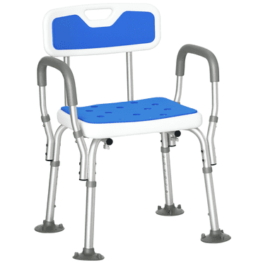 HOMCOM Chaise de Douche Réglable avec Accoudoirs Dossier Siège Rembourré pour Aînés