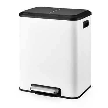 Poubelle à Double Compartiment 2 x15L, Poubelle De Recyclage Mains Libres Avec Double Doublure Amovible, Poubelle De Cuisine à Double Marche En Acier Inoxydable