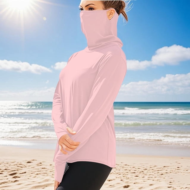 Ovbmpzd Hauts Roses pour Femmes Manches Longues Protection Solaire T-Shirts Unis Respirants Débardeurs pour Femmes P
