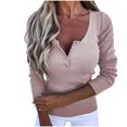 thumbnail image 1 of Timegard Hauts Grande Taille pour Femmes Blouse à Manches Longues Col en V Côtelé Décontracté Automne, 1 of 6