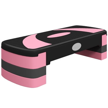 Soozier Stepper Aérobique Ajustable, Plateforme de Pas d'Exercice, 4 Pouces-6 Pouces-8 Pouces, Rose