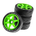 thumbnail image 3 of 4Pcs Rubber Wheel Rim and Tires Replacements for 1:8 Trucks Crawler RC Car DIY Accessories Green, 3 of 8