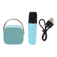 thumbnail image 2 of Portable Karaoke Machine, Stable Long Distance Retro Bluetooth Speaker Microphone Set Sound Changing HD Stereo  for Party for Kids Blue, 2 of 7