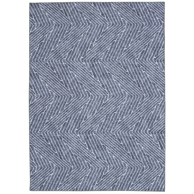 Tapis d'Accent Lavable Fuller 3 Pieds x 5 Pieds en Gris et Ivoire avec Motif Géométrique en zigzag, Fait de polyester 100 % Résistant aux Taches avec Endos Antidérapant, Lavable à la machine en cycle Doux, Convient aux Zones à Fort Passage et aux Zones Familiales.