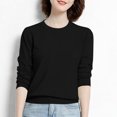 thumbnail image 4 of Yuyuzo Long Sleeve Shirts for Women Crewneck Ribbed Knit Sweater Tops Solid Color Loose Pullover, 4 of 5