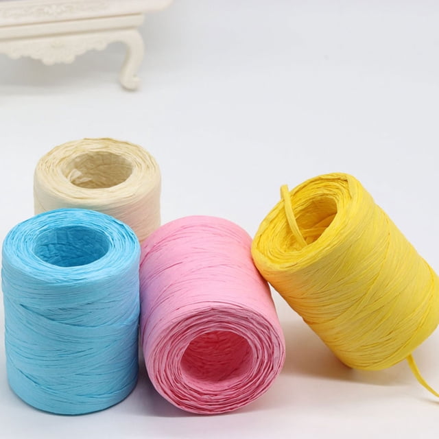 mmirethe Fiber Sturdy And Durable Raffia Rope Yarn For DIY Crafts Not Easy To Fade Natural Paper Ribbon sapphire blue 1Set