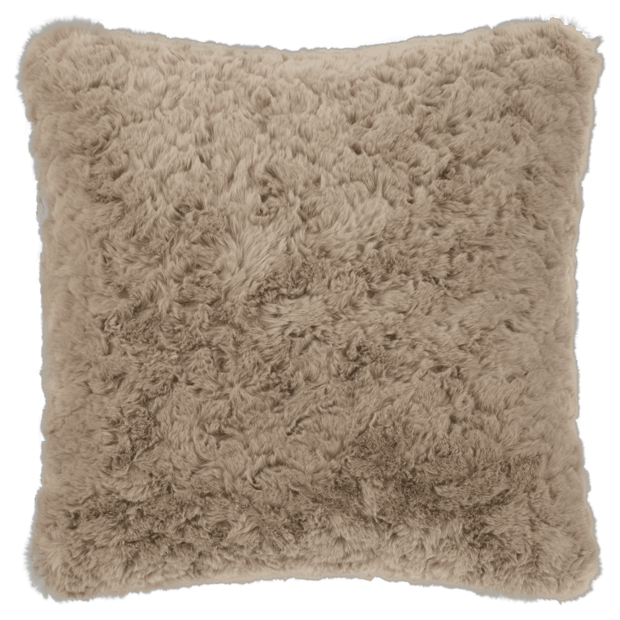 Coussin décoratif carré en fausse fourrure bouclée taupe beige 19x19 moderne Bouclair