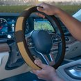 thumbnail image 2 of FH Group FH2002-BEIGEBLACK Deluxe Full Grain Authentic Leather Steering Wheel Cover- BEIGEBLACK, 2 of 5