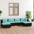 thumbnail image 1 of vidaXL 6 Piece Garden Lounge Set with Cushions Poly Rattan Black, 1 of 5