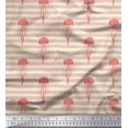 thumbnail image 1 of Soimoi Yellow Poly Georgette Fabric Stripe & Jellyfish Ocean Printed Fabric 1 Yard 52 Inch Wide, 1 of 3