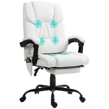 Vinsetto 6-Point Vibration Massage Office Chair with Footrest Remote White