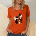 thumbnail image 2 of Dadaria Hauts Femmes Chemise Orange T-Shirt à Manches Courtes T-Shirt Col Rond Tee d'Été Chandail Blouses L, 2 of 5