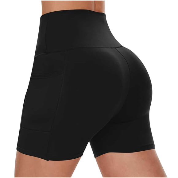 Bmisegm Womens High Waist Yoga Shorts Abdomen Control Training Running Pants Yoga Shorts 2024 Black XXL
