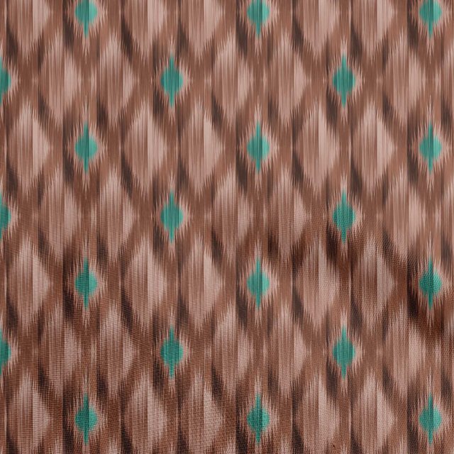 oneOone Cotton Silk Rust Brown Fabric Ikat Sewing Material Print Fabric By The Yard 42 Inch Wide