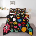 thumbnail image 1 of Erosebridal Colorful Flower Floral Bedding Comforter Set, Groovy Blossoms Leaves Down Comforter, Reversible 2 Pieces, 1 of 8